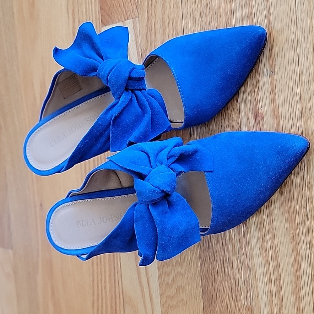 Ulla Johnson Royal Blue Heels with Bow Accent - Picture 16 of 16